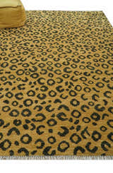 Modern leopard Design Hand knotted Golden-Brown and Charcoal Custom Made wool rug