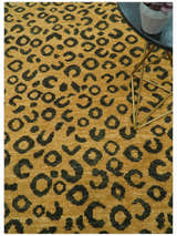 Modern leopard Design Hand knotted Golden-Brown and Charcoal Custom Made wool rug