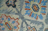 Vibrant Colorful Silver, Blue, Rust and Mustard Traditional Hand Knotted Custom Made Wool Area Rug