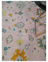 Custom Made Pink and Gray Hand knotted Traditional Oushak wool Area Rug