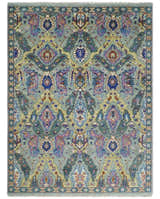 Hand knotted Green, Pink and Gold Traditional large design Antique Oushak Custom Made wool Area Rug
