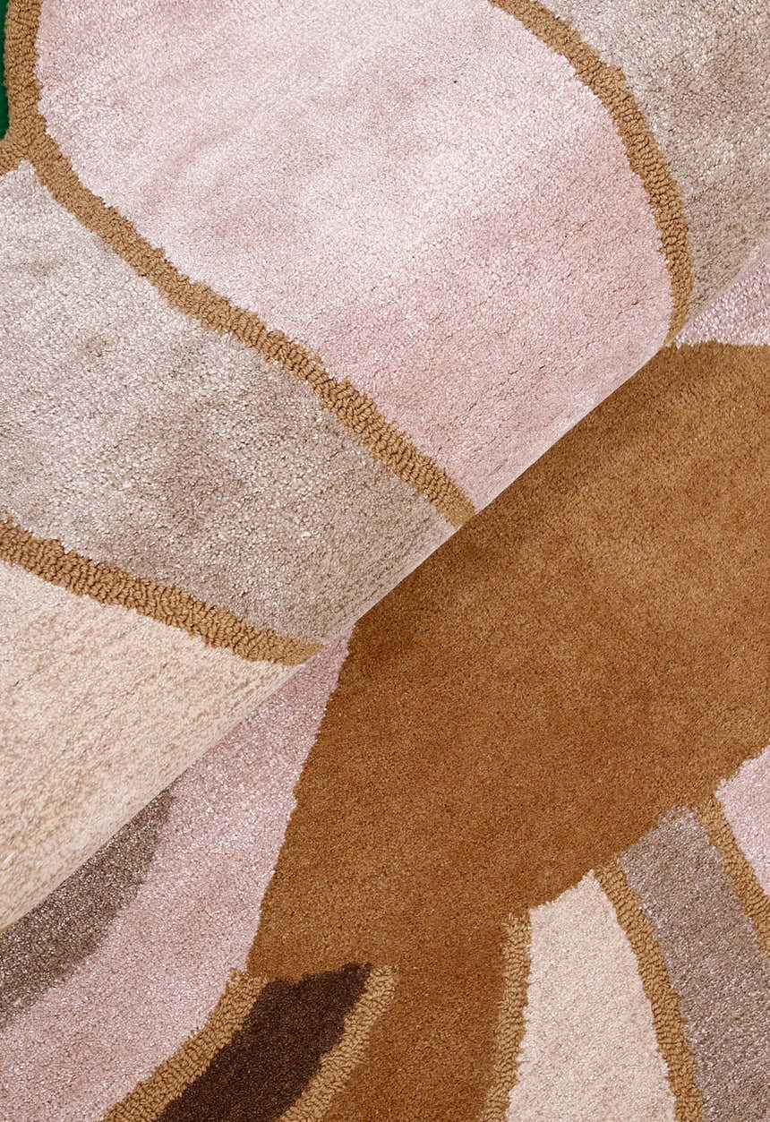 Modern Petal Camel Hand Tufted 5x8 Wool Area Rug