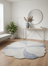 Modern Petal Ivory Hand Tufted 5x5 Wool Area Rug