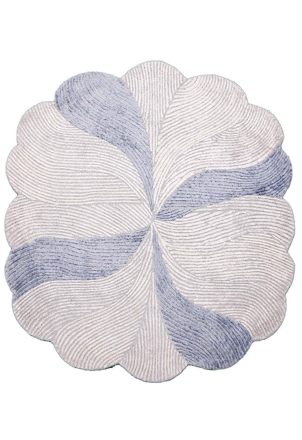 Modern Petal Ivory Hand Tufted 5x5 Wool Area Rug