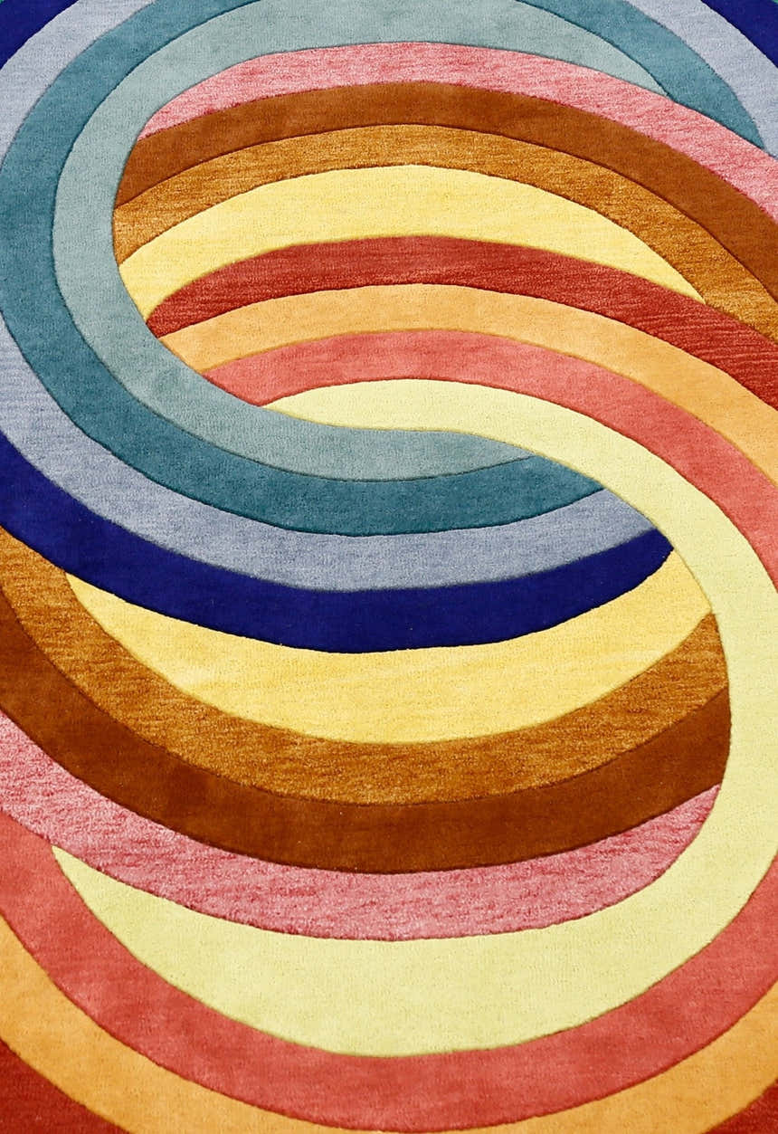 Modern Rings Golden Hand Tufted 5x7 Wool Area Rug