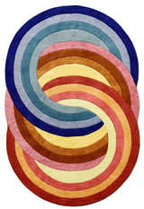 Modern Rings Golden Hand Tufted 5x7 Wool Area Rug