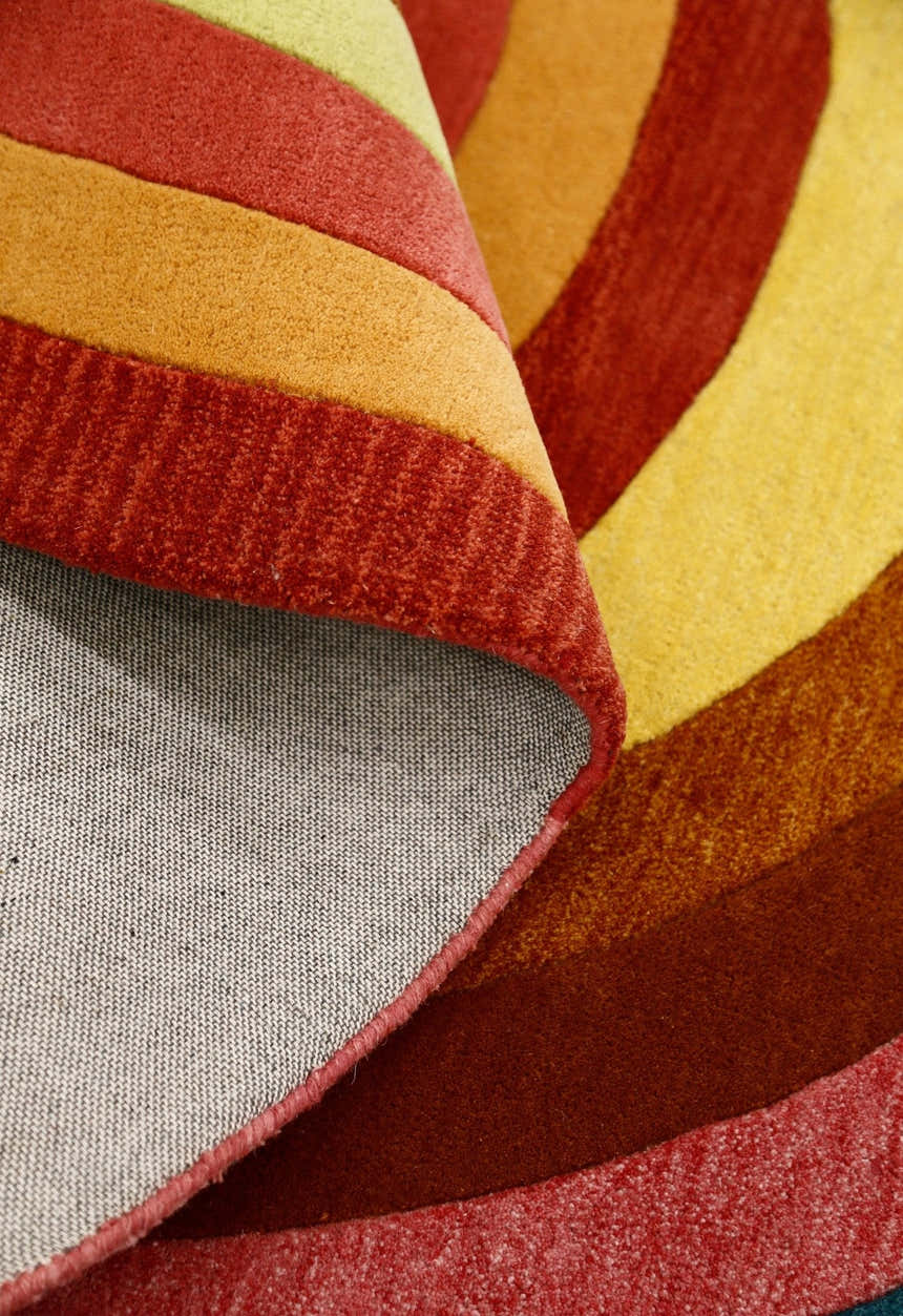 Modern Rings Golden Hand Tufted 5x7 Wool Area Rug