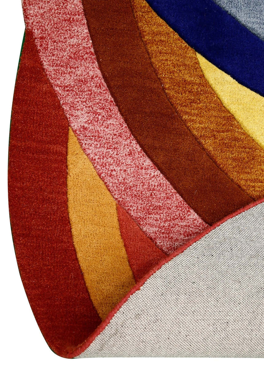 Modern Rings Golden Hand Tufted 5x7 Wool Area Rug
