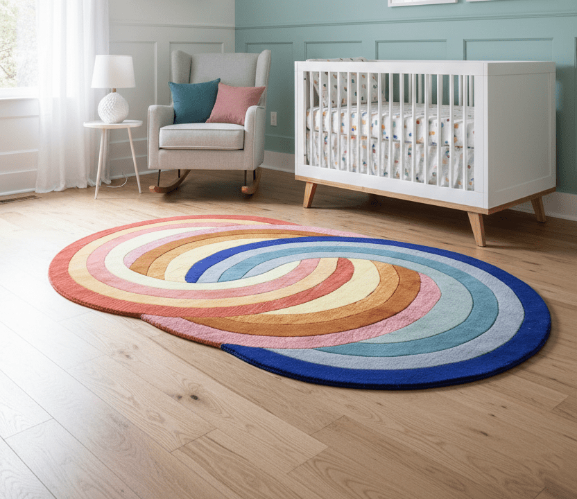 Modern Rings Golden Hand Tufted 5x7 Wool Area Rug