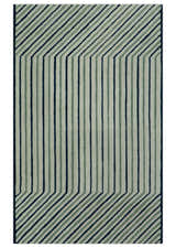 Modern Stripes Design Beige And Blue Hand Tufted Custom Made Wool Area Rug