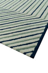 Modern Stripes Design Beige And Blue Hand Tufted Custom Made Wool Area Rug