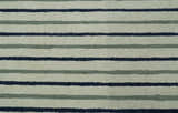 Modern Stripes Design Beige And Blue Hand Tufted Custom Made Wool Area Rug