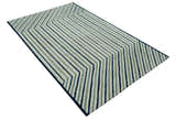 Modern Stripes Design Beige And Blue Hand Tufted Custom Made Wool Area Rug