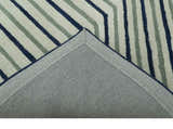 Modern Stripes Design Beige And Blue Hand Tufted Custom Made Wool Area Rug