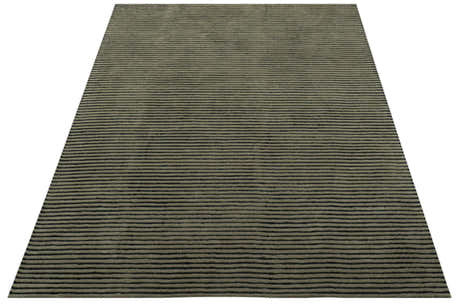 Modern Stripes Design Black And Brown Hand Tufted Custom Made Wool Area Rug