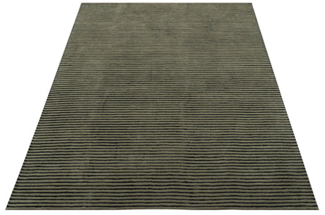Modern Stripes Design Black And Brown Hand Tufted Custom Made Wool Area Rug