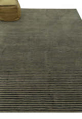 Modern Stripes Design Black And Brown Hand Tufted Custom Made Wool Area Rug