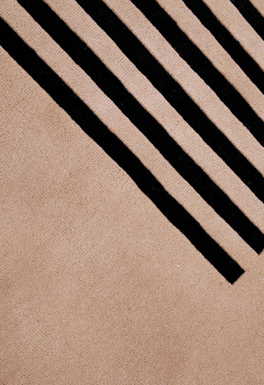Modern Stripes Pattern Beige Hand Tufted 5x7 Wool Area Rug