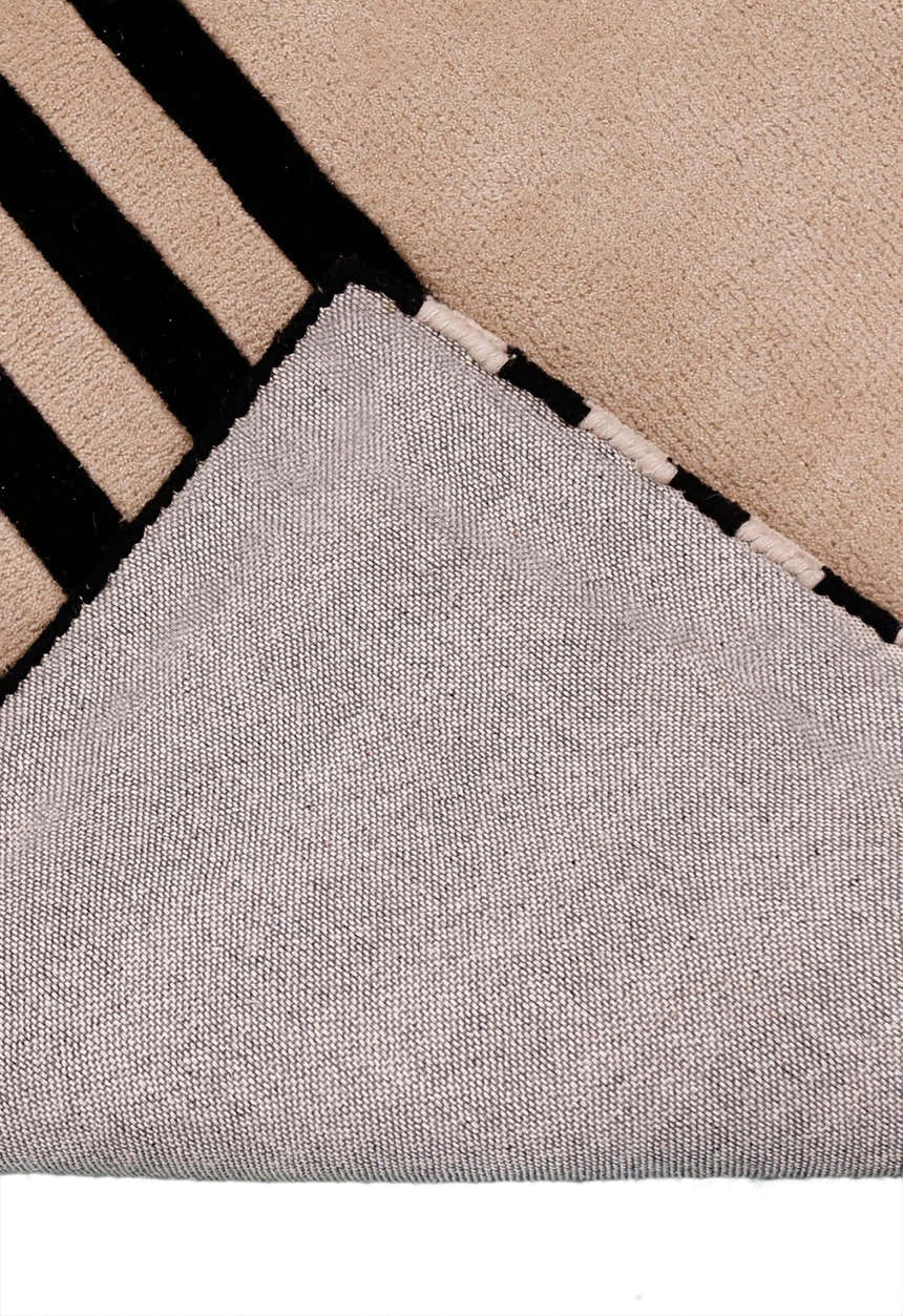 Modern Stripes Pattern Beige Hand Tufted 5x7 Wool Area Rug
