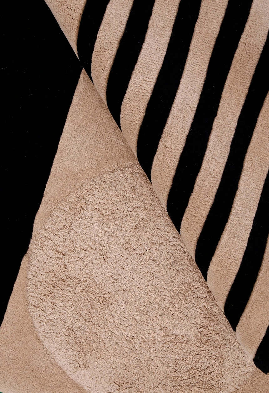 Modern Stripes Pattern Beige Hand Tufted 5x7 Wool Area Rug