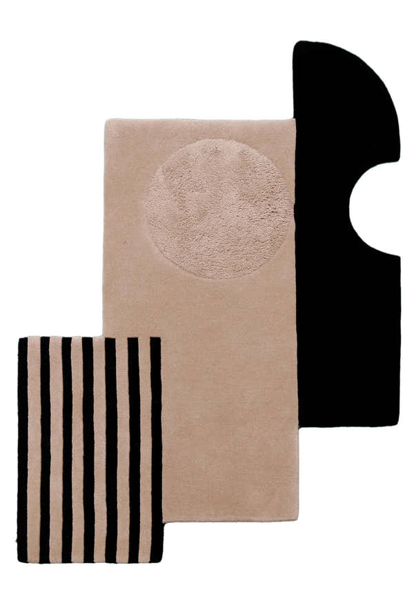 Modern Stripes Pattern Beige Hand Tufted 5x7 Wool Area Rug