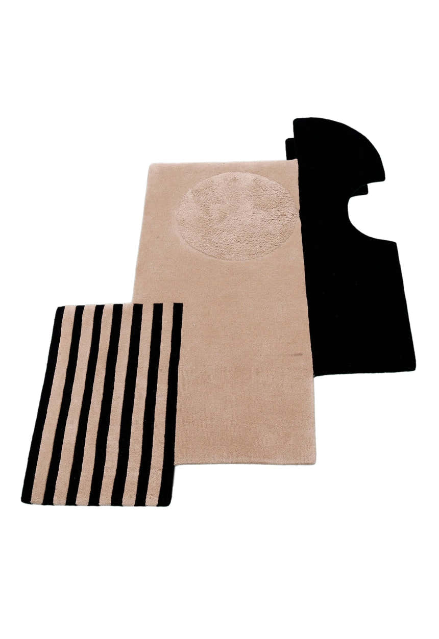 Modern Stripes Pattern Beige Hand Tufted 5x7 Wool Area Rug