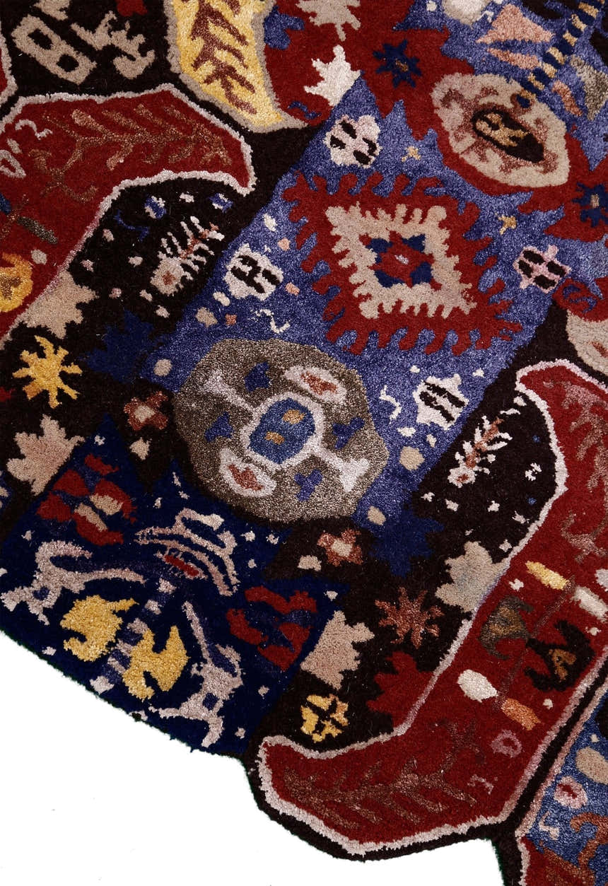 Modern Tribal Design Maroon Hand Tufted 4x8 Wool Area Rug