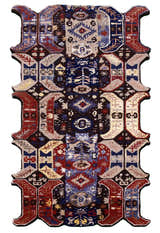 Modern Tribal Design Maroon Hand Tufted 4x8 Wool Area Rug