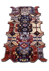 Modern Tribal Design Maroon Hand Tufted 4x8 Wool Area Rug