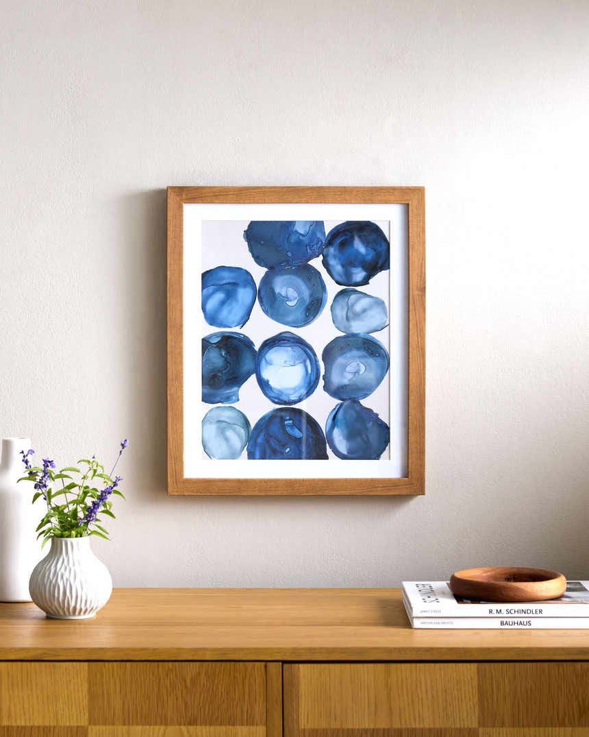 Aqua Blue Modern Framed Wall Art for modern gallery walls