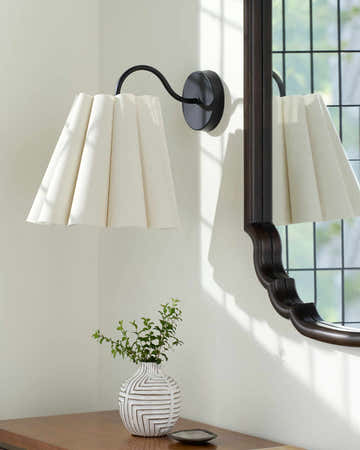 Rich Light Gray Traditional Wall Sconce with linen details for hallway or bedroom lighting