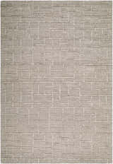 Close-up of the hand-tufted Meugliano Area Rug. Contemporary design in ivory, stone, and taupe wool. Rectangle shape. Design-Rectangle-576