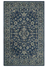Multi Size Hand Tufted Blue and Beige Traditional Medallion 8x10, 9x12 Antique Style Rug, Kids, Living Room and Bedroom Rug | TRD6441