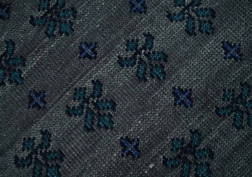 Gray and Blue Traditional Hand Knotted Antique Style low Pile Custom Made Wool Area Rug