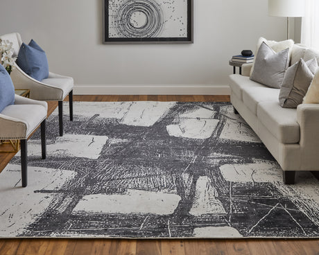 Feizy Coda Modern Abstract - Black/White Area Rug