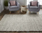 Living room scene with gray chairs and the Feizy Berkeley Ivory/Gray/Tan rug. Roomscene-Rectangle
