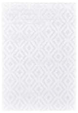 Close-up of the Feizy Saphir Mira Modern Solid White Area Rug with a subtle geometric diamond pattern and soft texture. Design-Rectangle