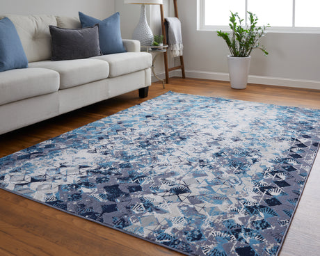 Feizy Indio Modern Diamond - Blue/Ivory/Gray Area Rug