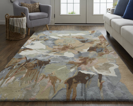 Feizy Dafney Transitional Floral & Botanical - Tan/Gray/Green Area Rug