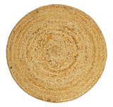 Natural Brown and Blue Jute Round Cylindrical Pouf
