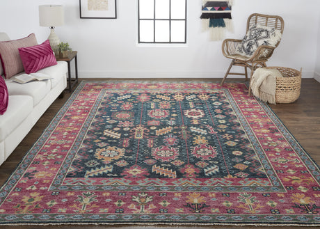 Feizy Piraj Traditional Bordered - Pink/Blue/Orange Area Rug - Clearance