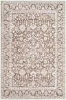 Close-up of the Maan Machine Woven Nabela Noor Home x LIVABLISS NBMA-2306 Area Rug in dark brown with a traditional floral pattern. Design-Rectangle-221