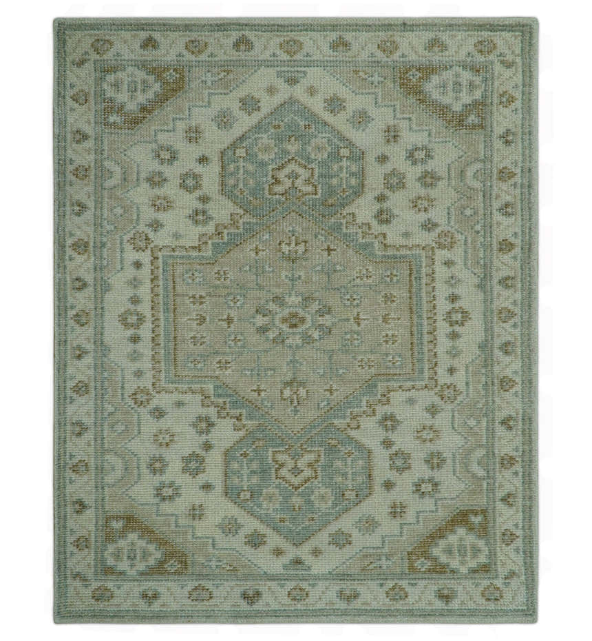 Neutral Ivory, Brown and Gray Hand knotted Traditional Multi Size wool Area Rug