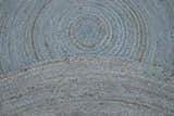 100% All Natural Fiber Hand Braided Boho Blue Round Jute Rug | JR1