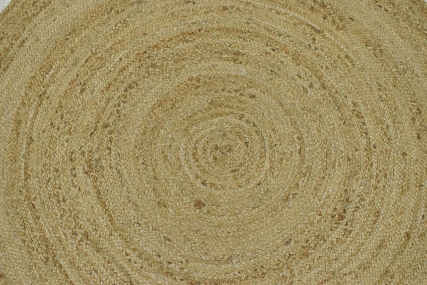 100% ALL NATURAL FIBER HAND BRAIDED BOHO WHITE ROUND JUTE RUG | JR4