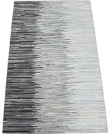 Modern Stripes Gray and Silver Handmade Leather Area Rug