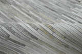 Modern Stripes Gray and Silver Handmade Leather Area Rug