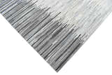 Modern Stripes Gray and Silver Handmade Leather Area Rug