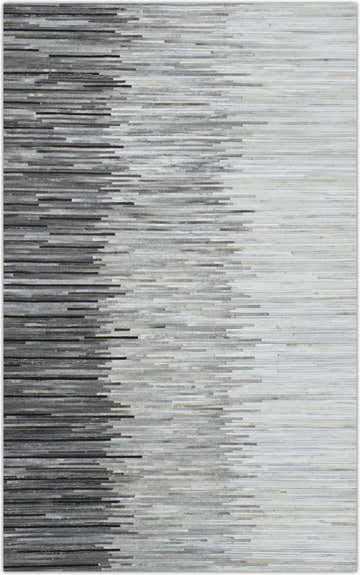 Modern Stripes Gray and Silver Handmade Leather Area Rug