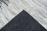 Modern Stripes Gray and Silver Handmade Leather Area Rug